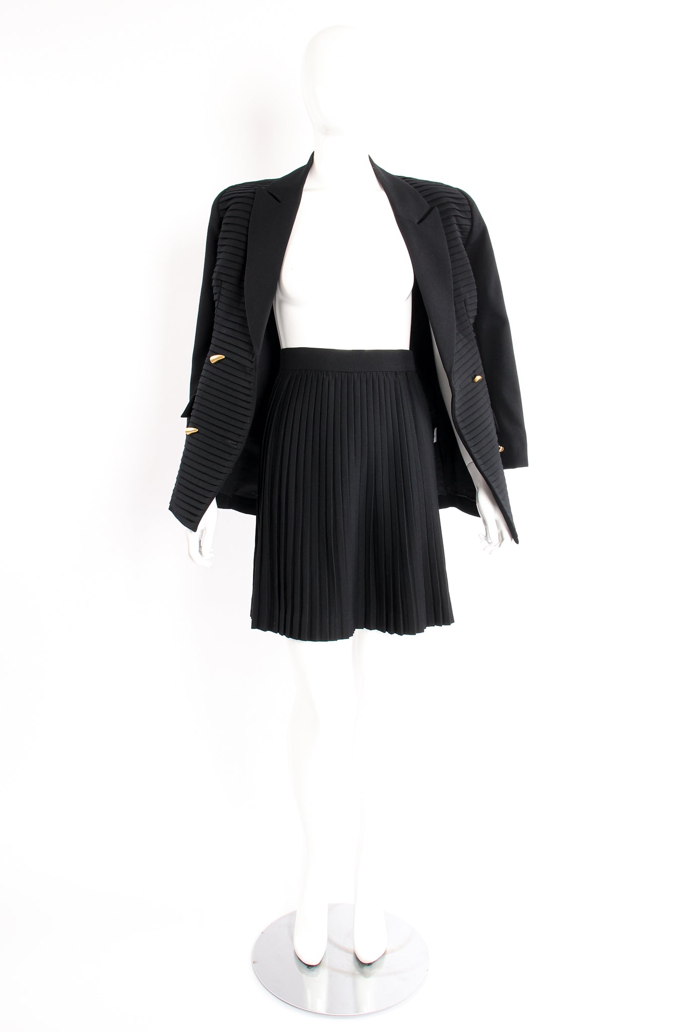 Vintage M.Yoko Pleated Jacket & Skirt Suit on Mannequin skirt at Recess Los Angeles