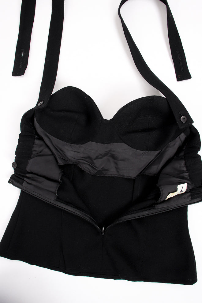Vintage M.Yoko Wool Bustier Set lining and straps at Recess Los Angeles