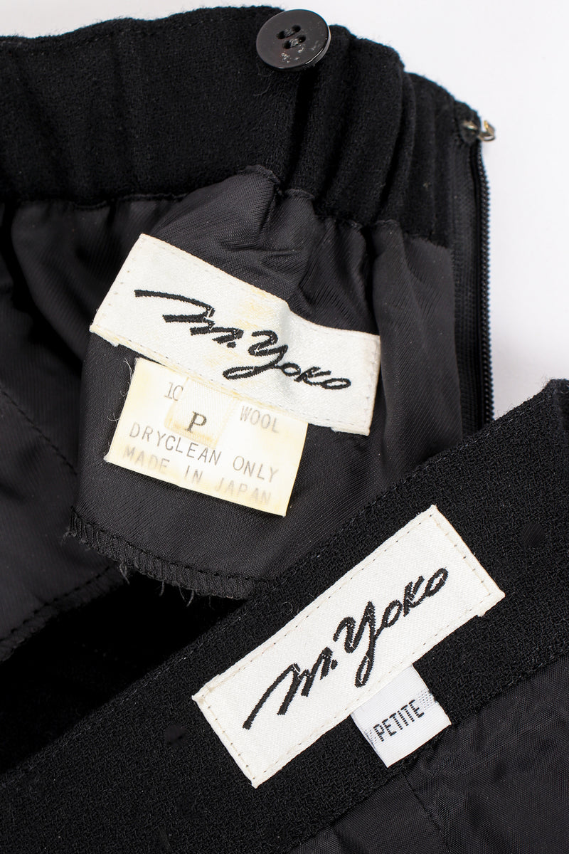 Vintage M.Yoko Wool Bustier Skirt Set labels at Recess Los Angeles