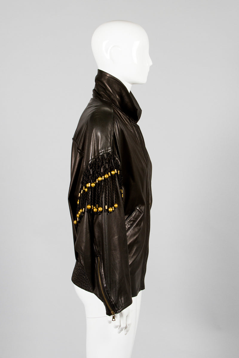 Gianni Versace Leather Macrame Jacket Side 2