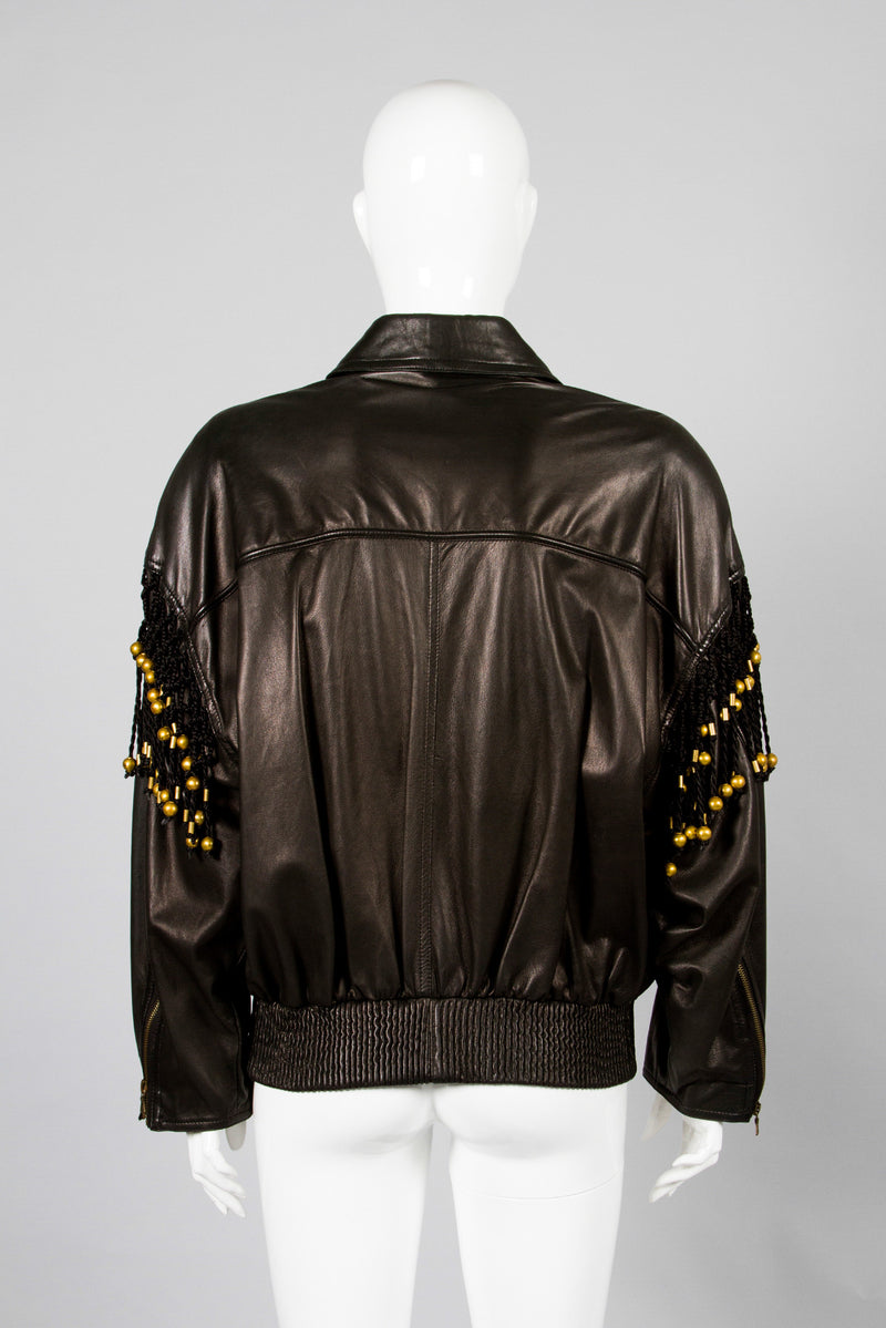 Gianni Versace Leather Macrame Bomber Jacket – Recess
