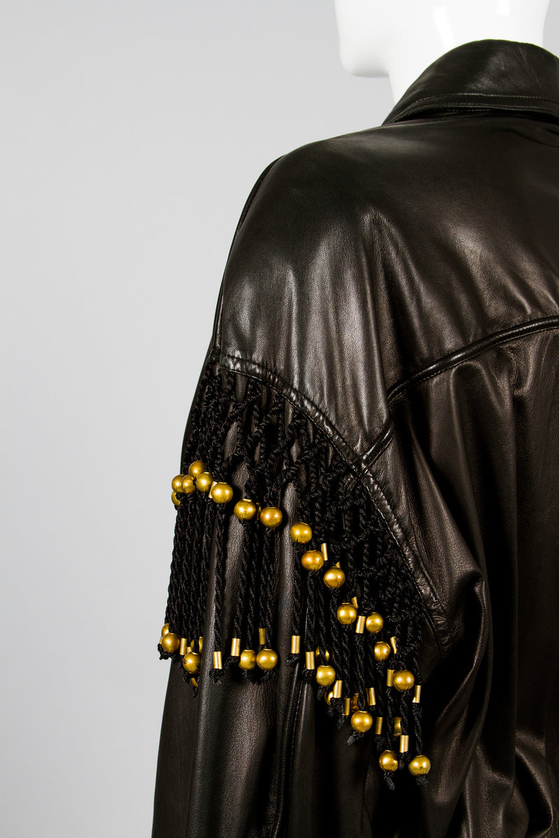 Gianni Versace Leather Macrame Jacket Detail