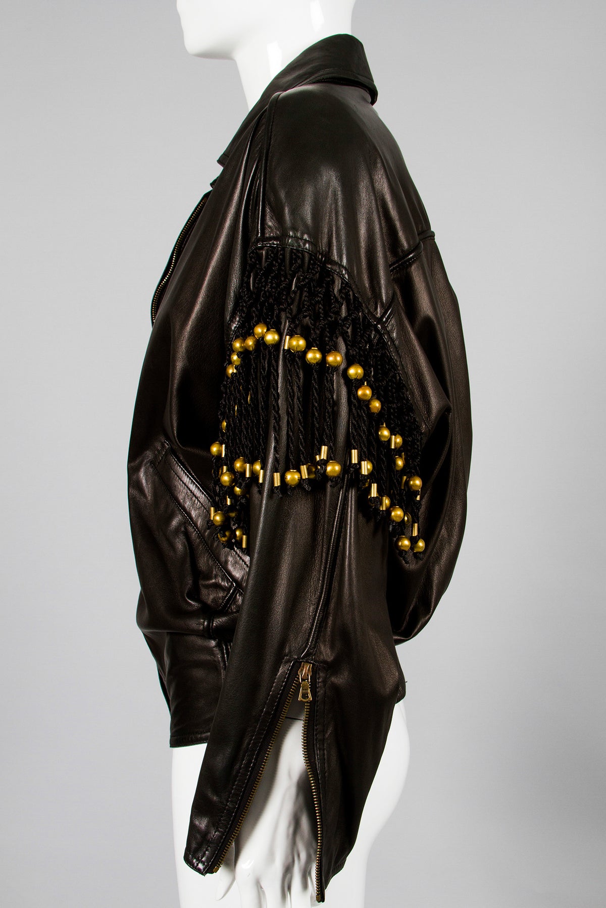 Gianni Versace Leather Macrame Bomber Jacket – Recess