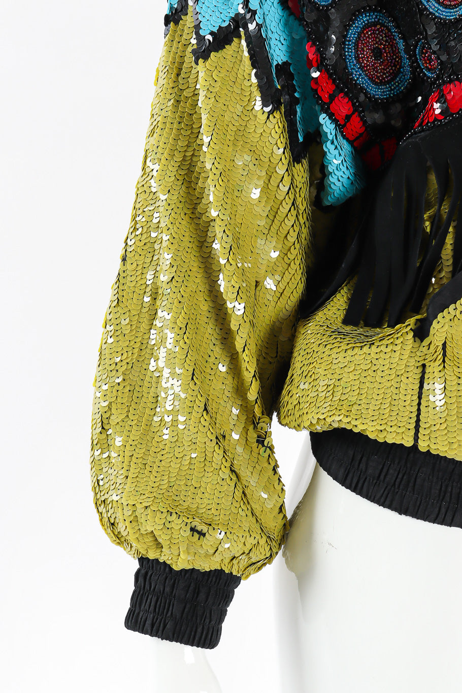 Fringe and sequin jacket by Modi Sequin and Glass Beads Close-up @recessla
