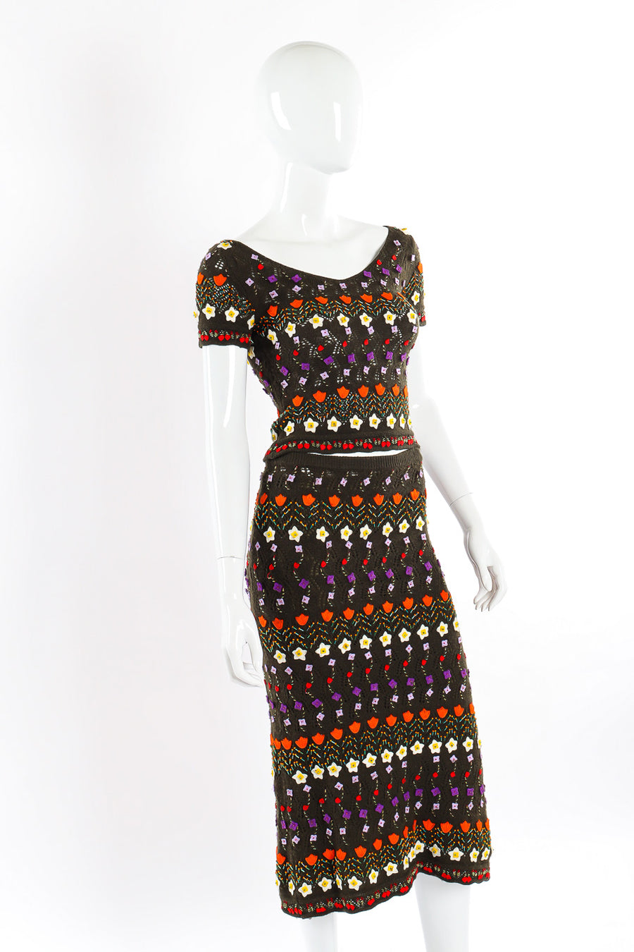 Vintage Moschino Embellished Knit Top and Skirt Set – Recess