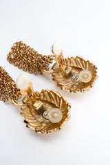 Vintage MV Vellano Gold Lion Chain Tassel Earrings clip backs at Recess Los Angeles