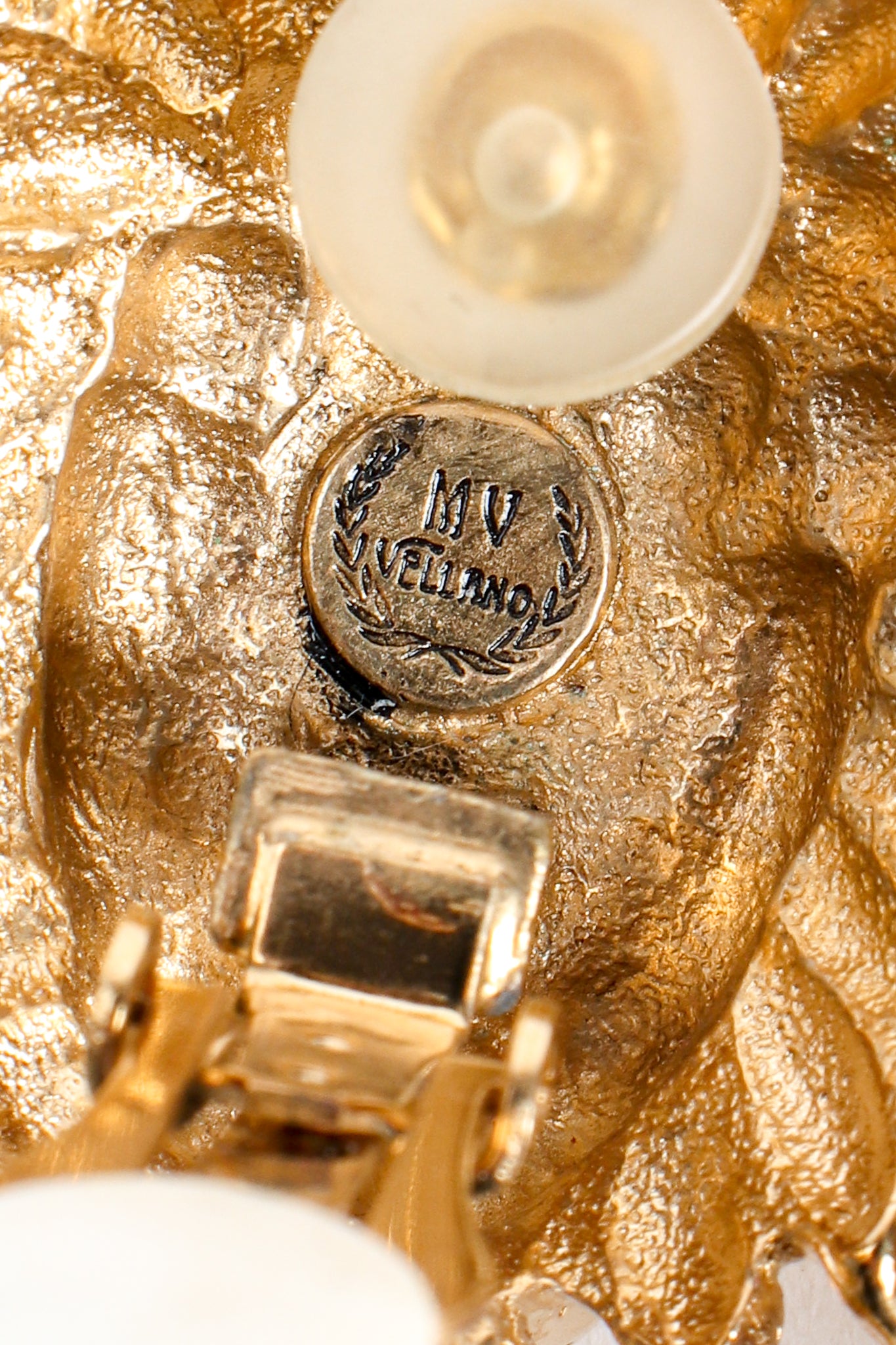 Vintage MV Vellano Gold Lion Chain Tassel Earrings signature cartouche at Recess Los Angeles