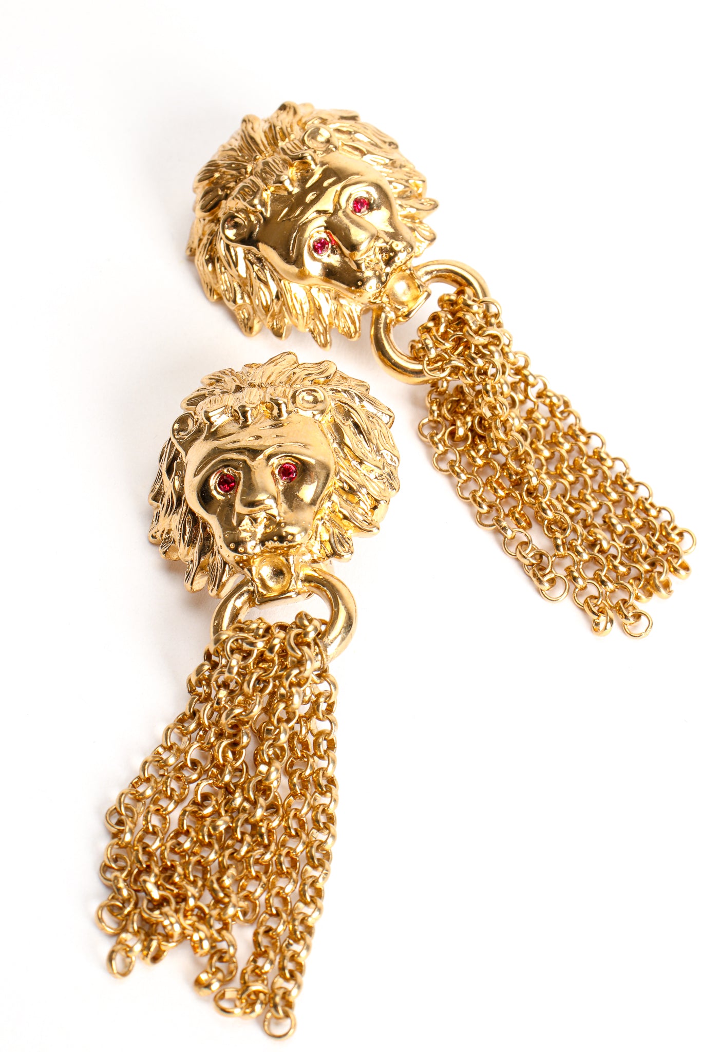 Vintage MV Vellano Gold Lion Chain Tassel Earrings at Recess Los Angeles