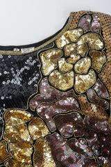 Recess Vintage Black Gold Asymmetrical Sequin Batwing Dress Front Sequins