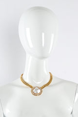 Vintage Unsigned Pearl Rhinestone Pendant Necklace mannequin front @ Recess LA