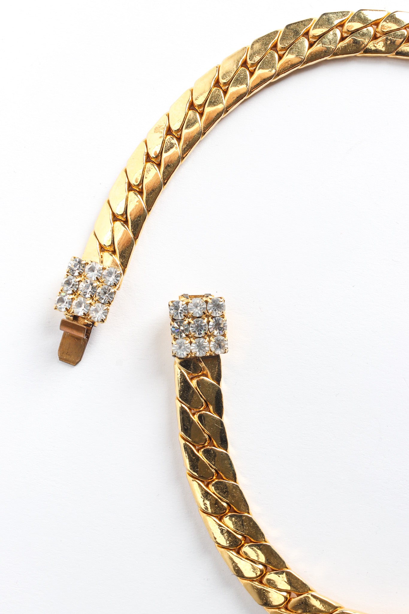 Vintage Unsigned Pearl Rhinestone Pendant Necklace rhinestone clasp @ Recess LA