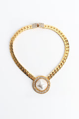 Vintage Unsigned Pearl Rhinestone Pendant Necklace front @ Recess LA