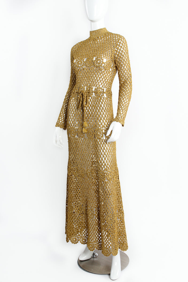 Vintage Mady Gerrard Metallic Gold Crochet Net Dress Recess Vintage Mady Gerrard Metallic Gold Crochet Net Dress Recess