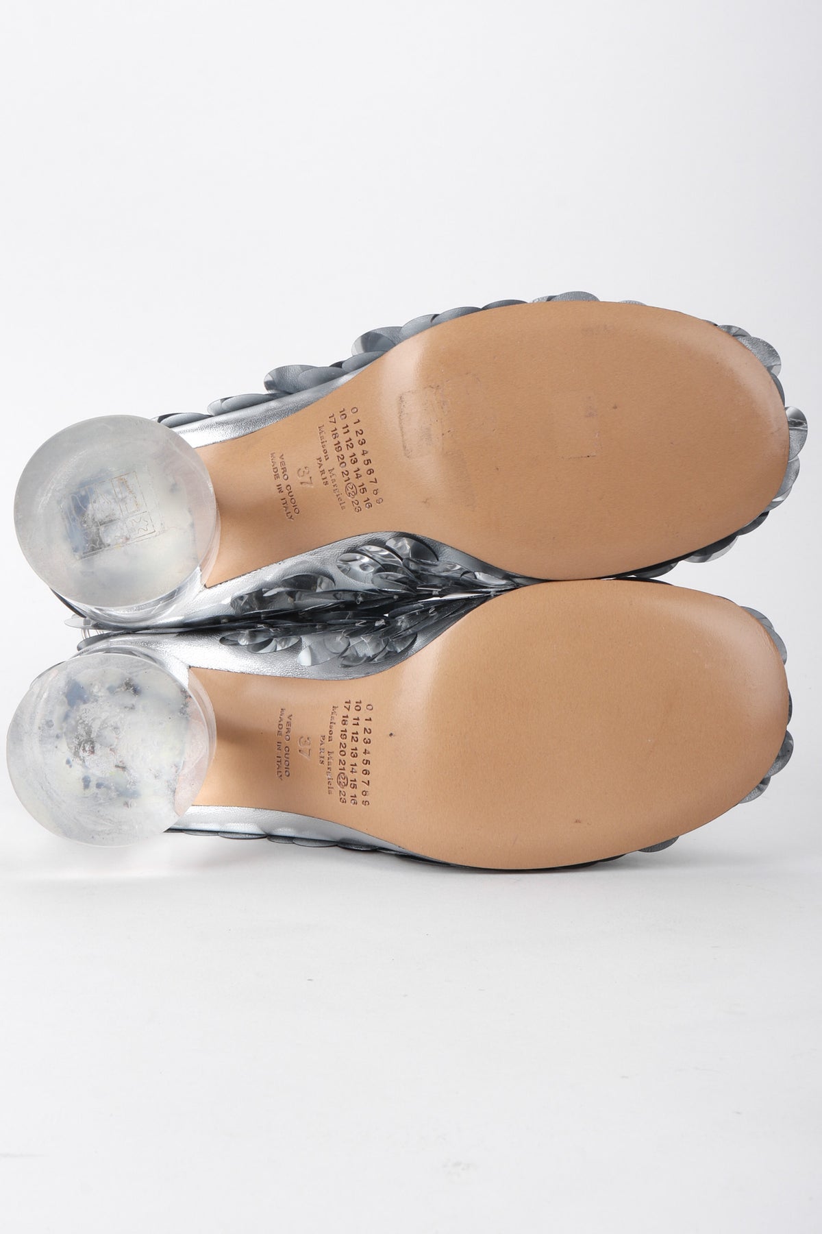 Maison Margiela Silver Sequin Vintage Paillette Lucite Boots Recess
