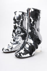 Recess Los Angeles Vintage Maison Margiela Silver Sequin Paillette Lucite Boots