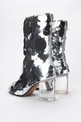 Recess Los Angeles Vintage Maison Margiela Silver Sequin Paillette Lucite Boots