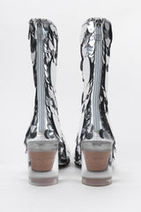 Recess Los Angeles Vintage Maison Margiela Silver Sequin Paillette Lucite Boots