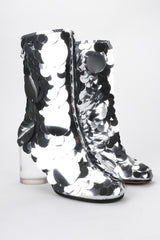 Recess Los Angeles Vintage Maison Margiela Silver Sequin Paillette Lucite Boots