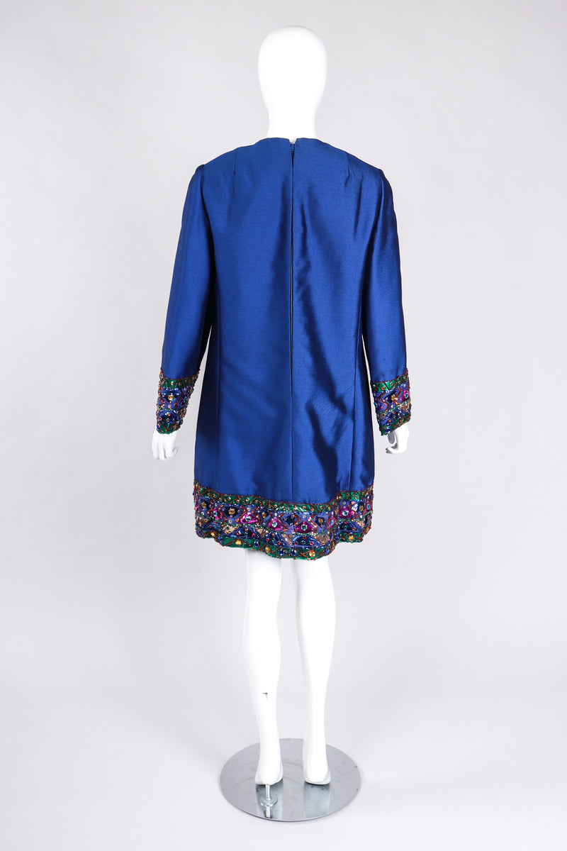 Recess Los Angeles Vintage Malcolm Starr Jewel Trimmed Silk Shift Tunic Dress