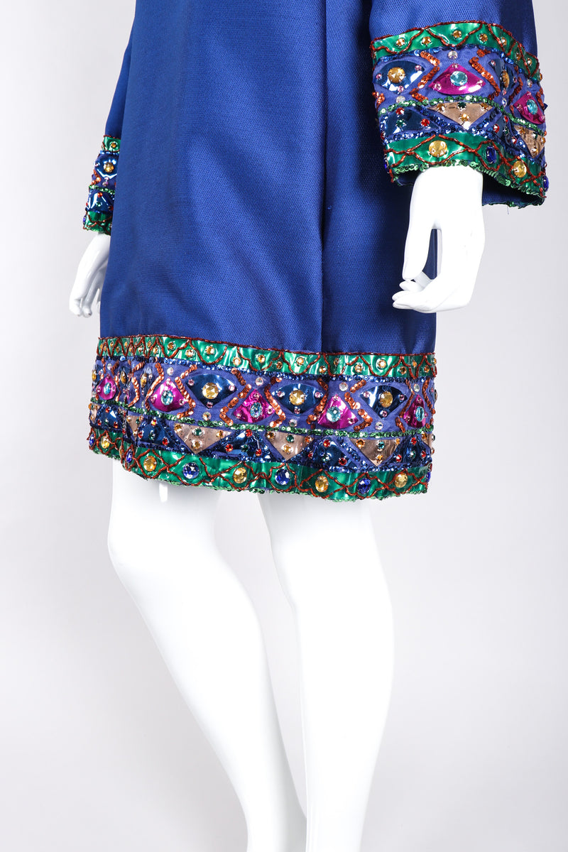 Recess Los Angeles Vintage Malcolm Starr Jewel Trimmed Silk Shift Tunic Dress
