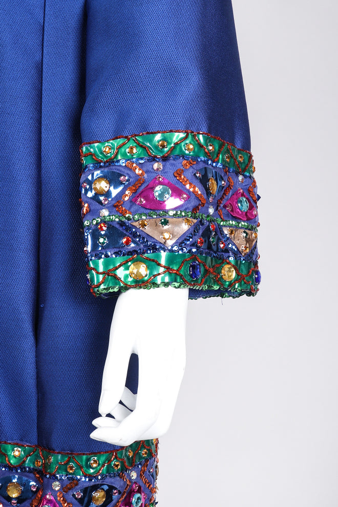 Recess Los Angeles Vintage Malcolm Starr Jewel Trimmed Silk Shift Tunic Dress