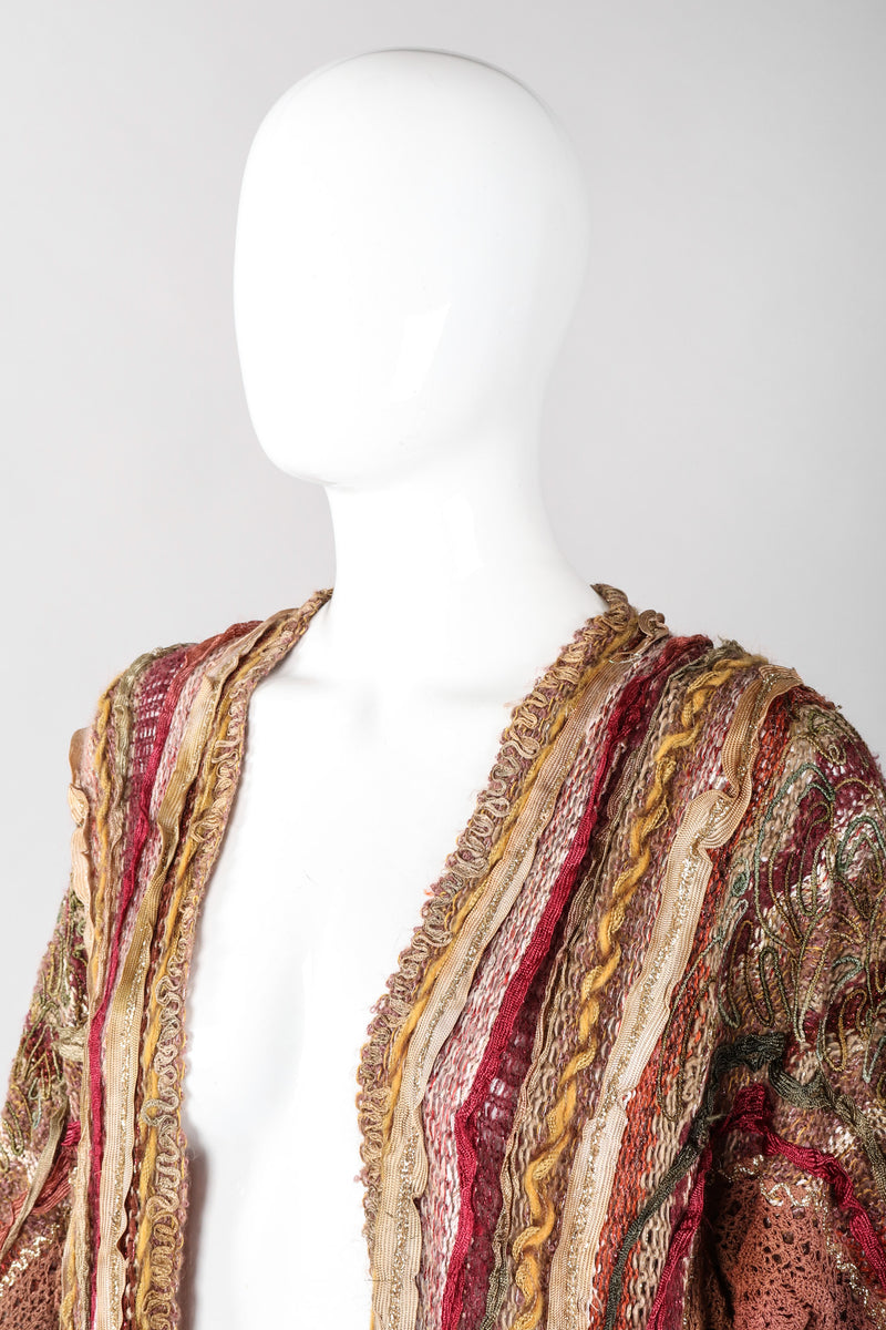 Recess Los Angeles Vintage Mali by Lietta Cavalli Wavy Texture Knit Open Cardigan Jacket Duster