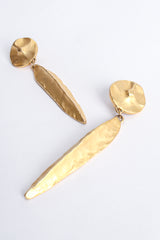 Vintage F. Mancini Matte Gold Sculpted Leaf Drop Earrings at Recess Los Angeles