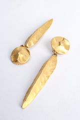 Vintage F. Mancini Matte Gold Sculpted Leaf Drop Earrings at Recess Los Angeles