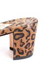 Vintage Manolo Blahnik Leopard Suede Block Heel Mules heel wear at Recess Los Angeles