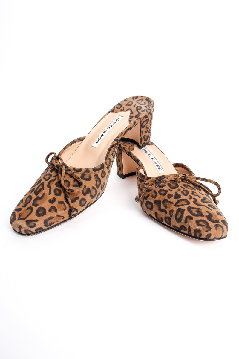 Vintage Manolo Blahnik Leopard Suede Block Heel Mules at Recess Los Angeles