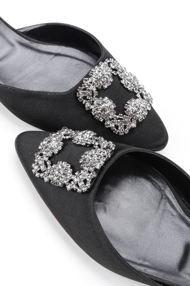 Recess Los Angeles Vintage Manolo Blahnik Silk Satin Crystal Hangisi Mules