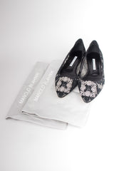 Manolo Blahnik Iconic Sheer Lace Mesh Swarovski Hangisi Flats