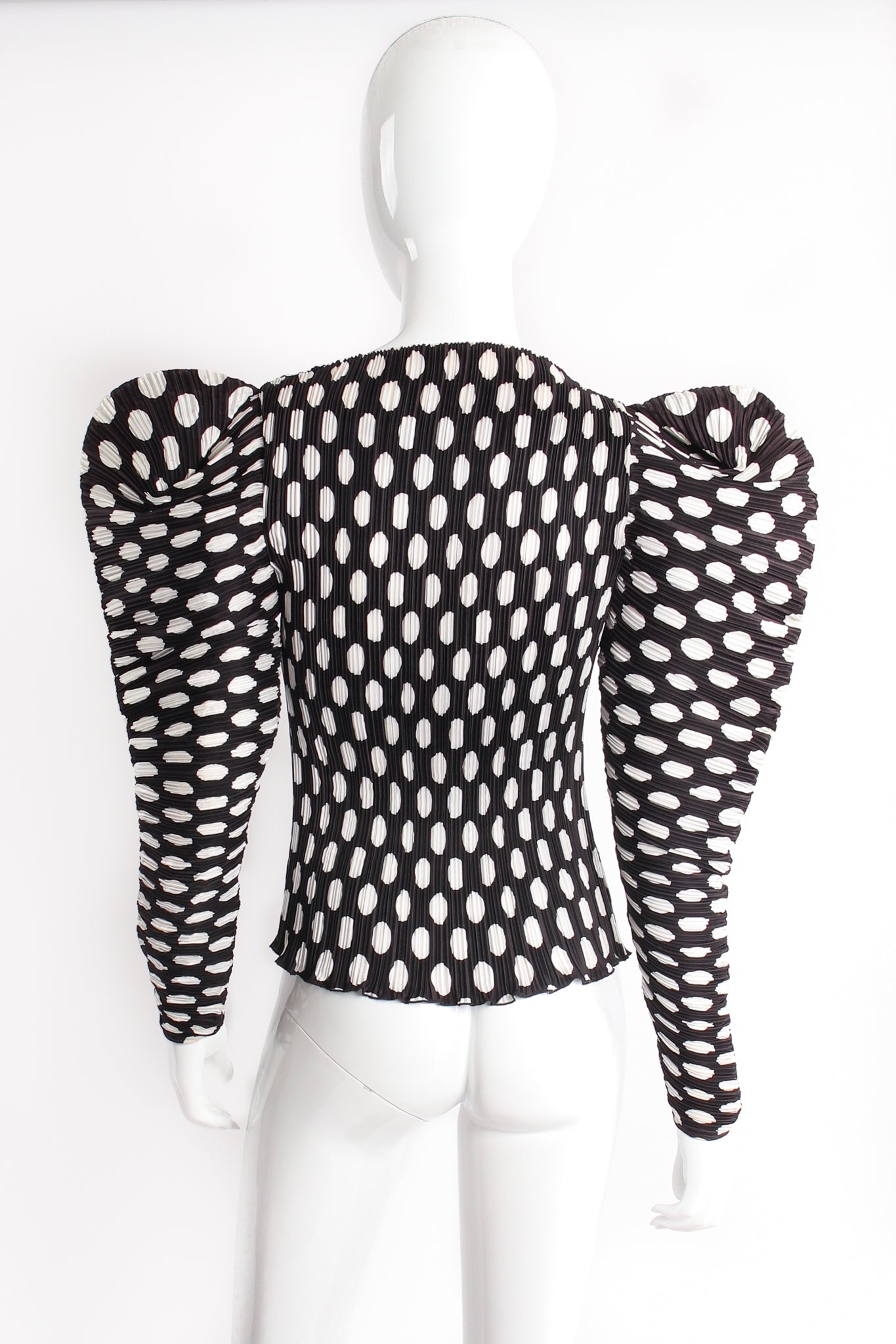 Vintage Marc Bouwer Pleated Dot Gigot Mutton Sleeve Top on mannequin back at Recess Los Angeles