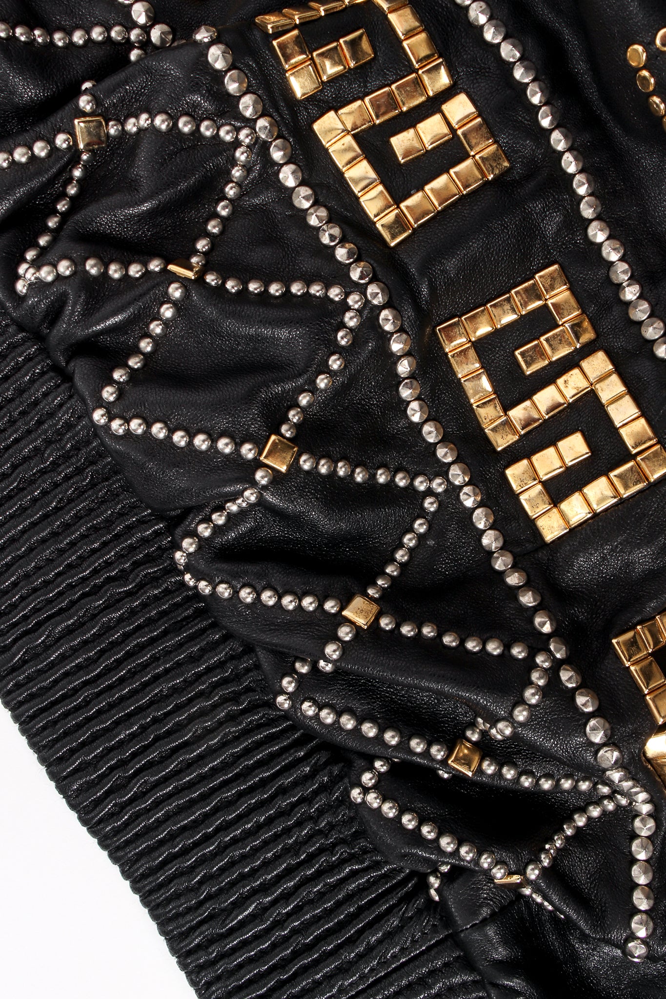 Vintage Pelle Pelle Marc Buchanan Compass Studded Leather Jacket waistband at Recess LA