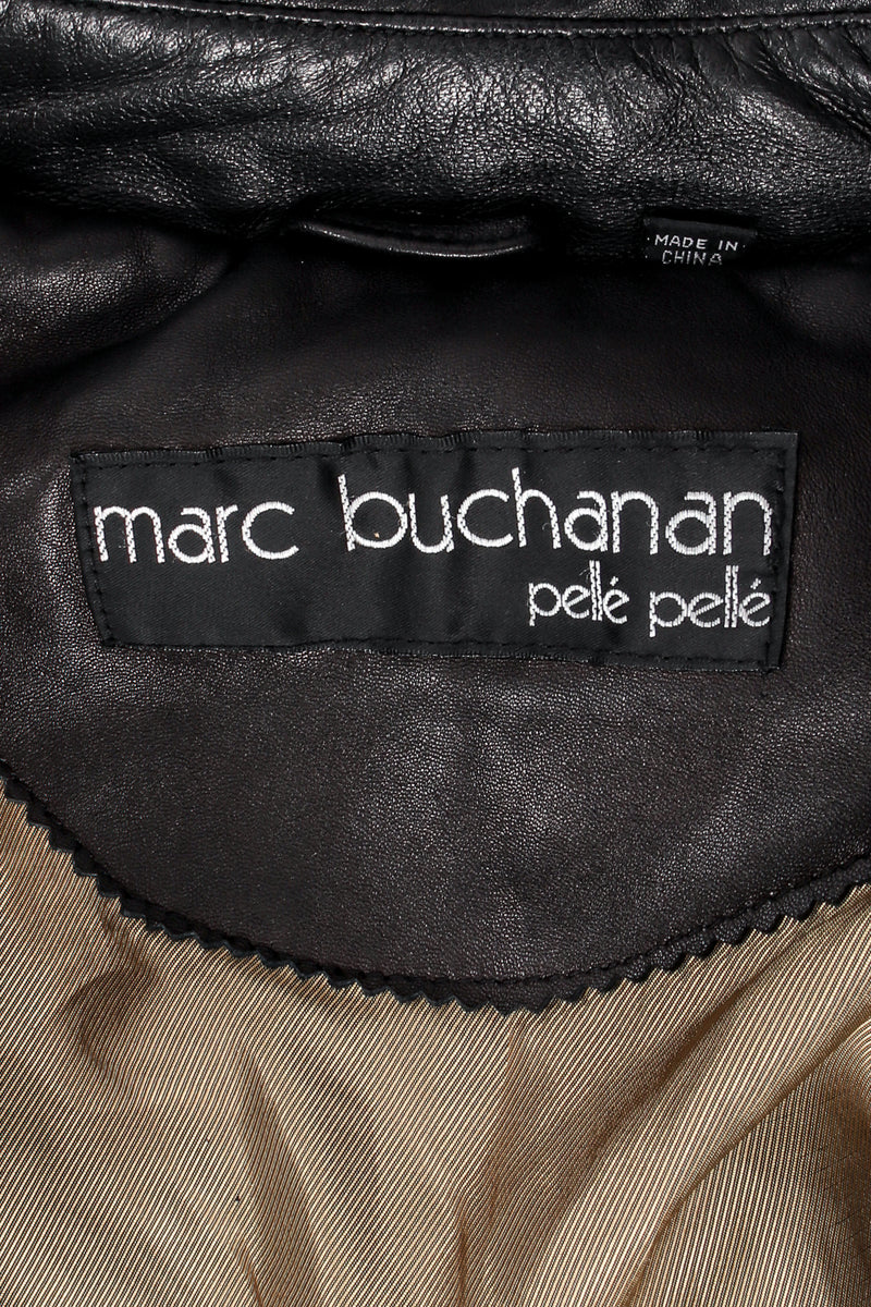 Vintage Pelle Pelle Marc Buchanan Compass Studded Leather Jacket label at Recess LA