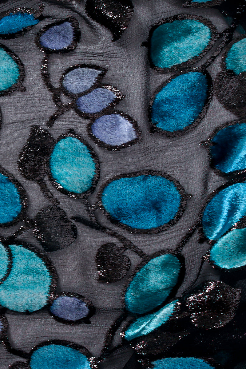 Vintage Marcy & Co. Sheer Silk Metallic Velvet Polka Dot Wrap Blouse Closeup at Recess LA