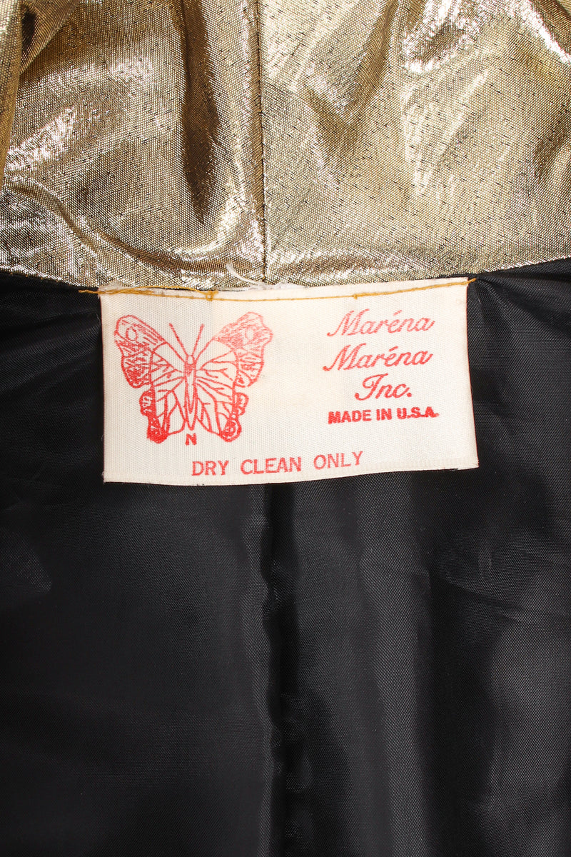 Vintage Maréna Maréna Inc Metallic Lamé Golden Puffer Coat label at Recess LA