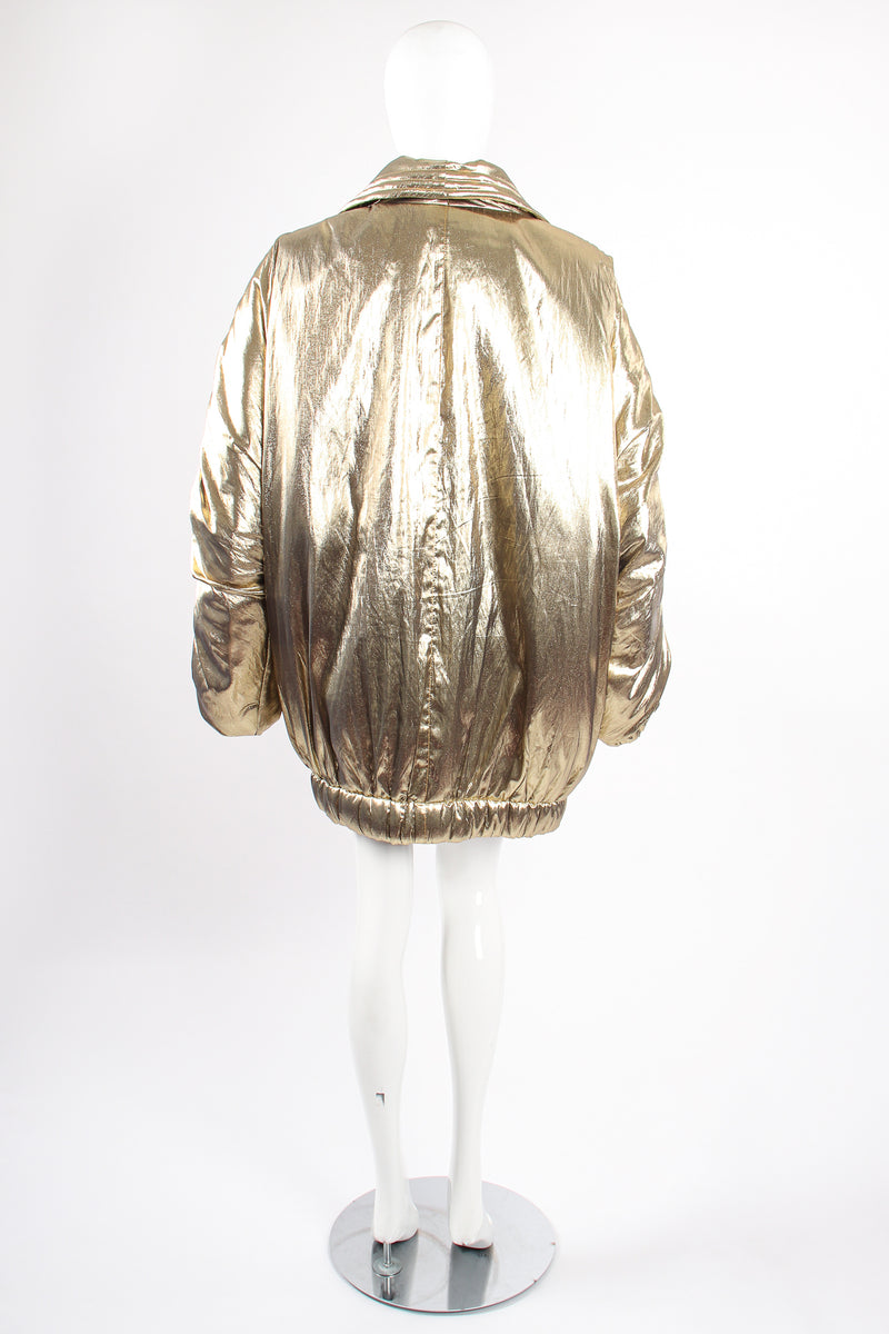 Vintage Maréna Maréna Inc Metallic Lamé Golden Puffer Coat on Mannequin back at Recess LA