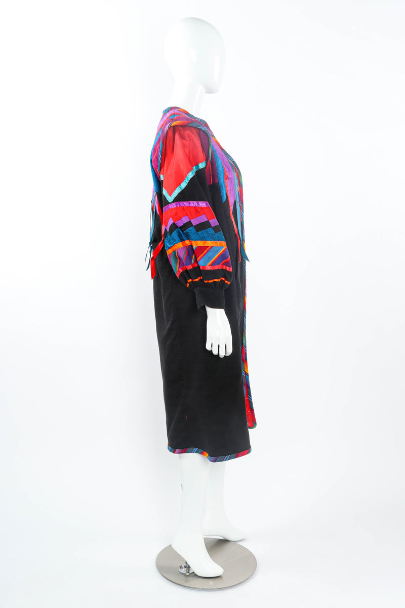 Vintage Margaret Piatt Ribbon Patchwork Coat mannequin side @ Recess LA