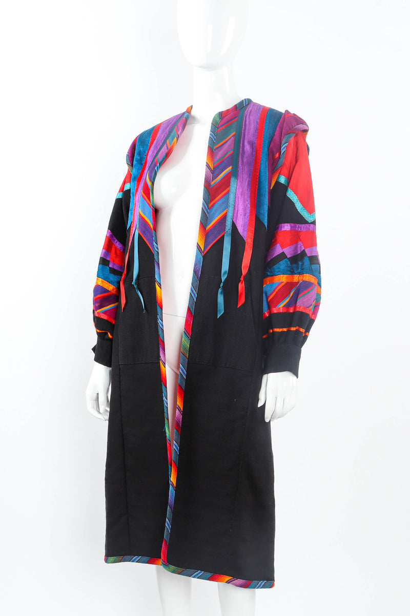 Vintage Margaret Piatt Ribbon Patchwork Coat mannequin angle @ Recess LA