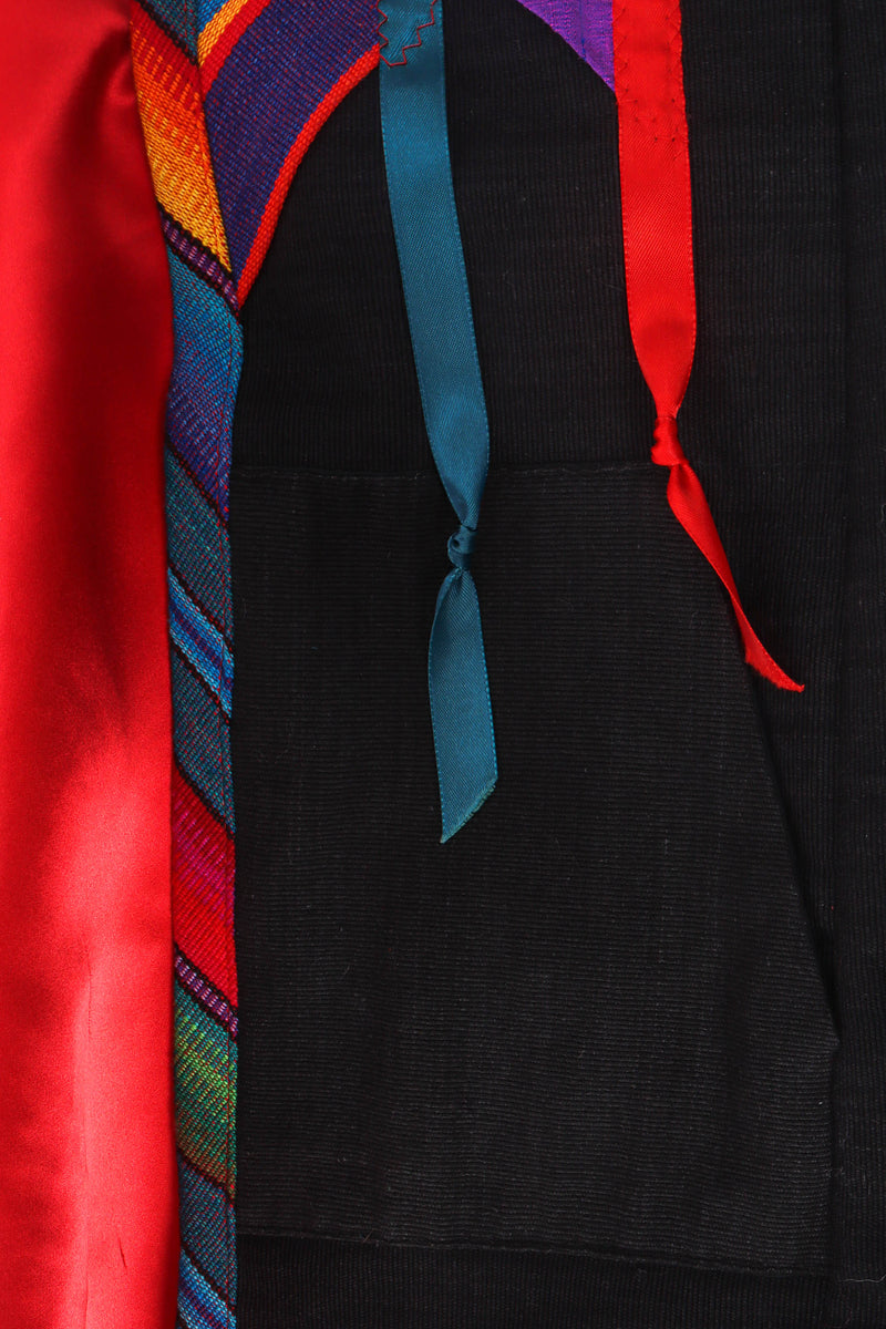 Vintage Margaret Piatt Ribbon Patchwork Coat slanted patch pocket & trim detail @ Recess LA