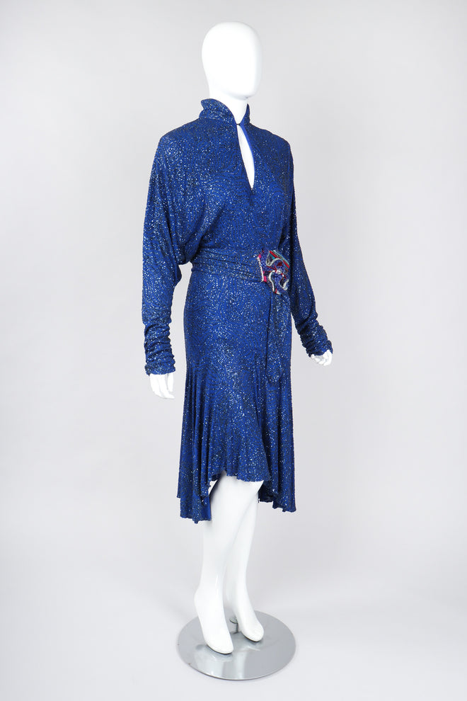 Recess Los Angeles Vintage Margi Kent Belted Glitter Batwing Dress