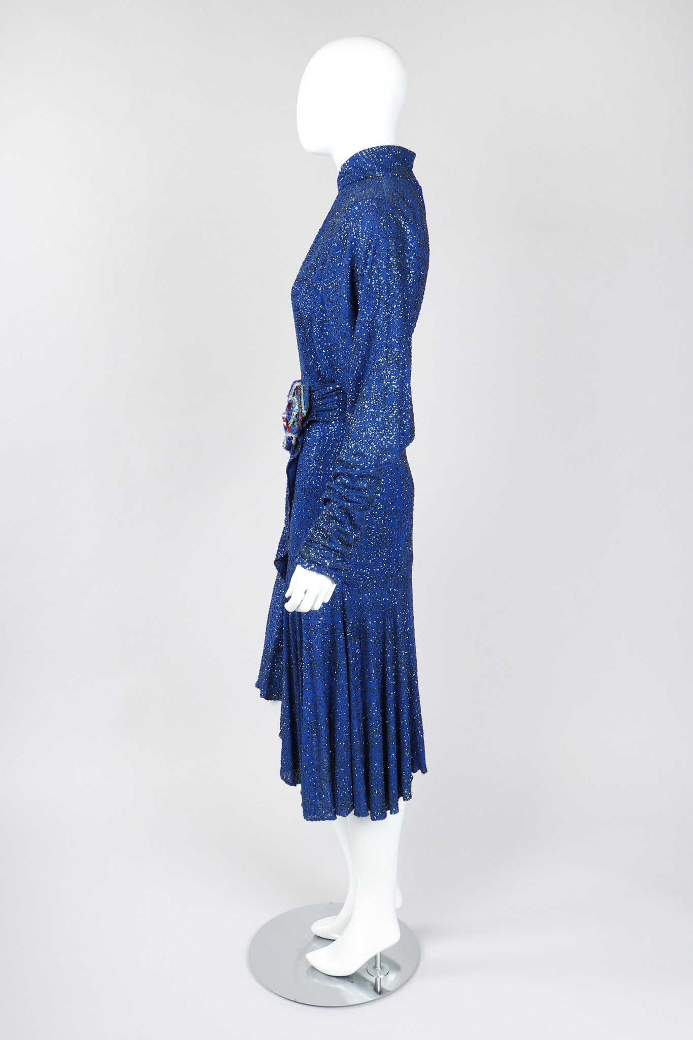 Recess Los Angeles Vintage Margi Kent Belted Glitter Batwing Dress