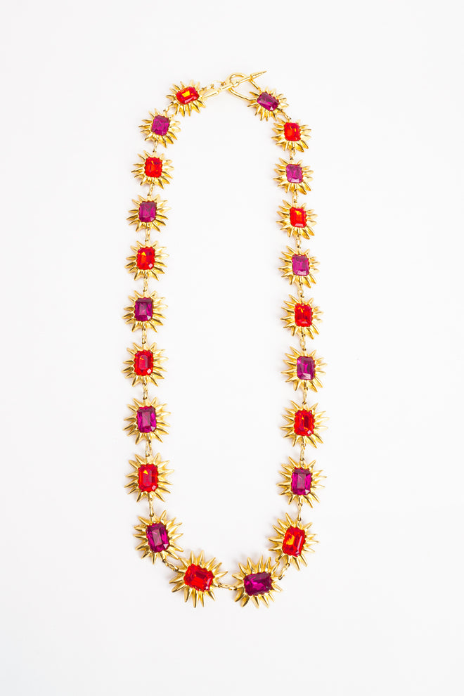 Vintage Margo Manhattan Candy Gem Sunburst Necklace flat at Recess Los Angeles