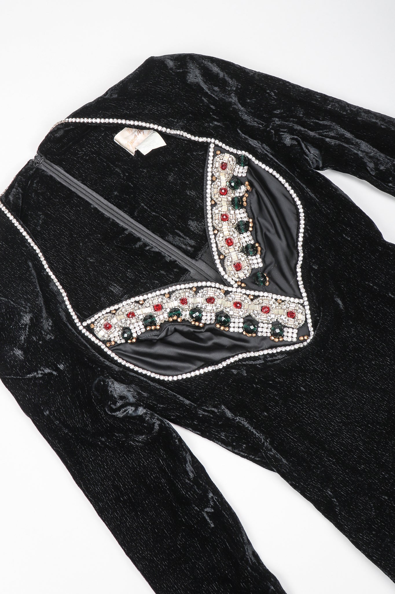 Recess Designer Consignment Vintage Maria Michele Velvet Jeweled Bust Cocktail Dress Los Angeles Resale