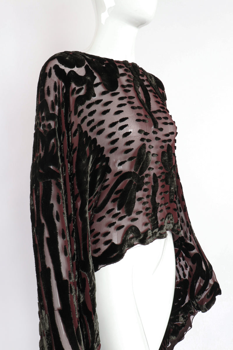 Vintage Marian Clayden Silk Velvet Burnout Kimono Top on Mannequin crop at Recess Los Angeles