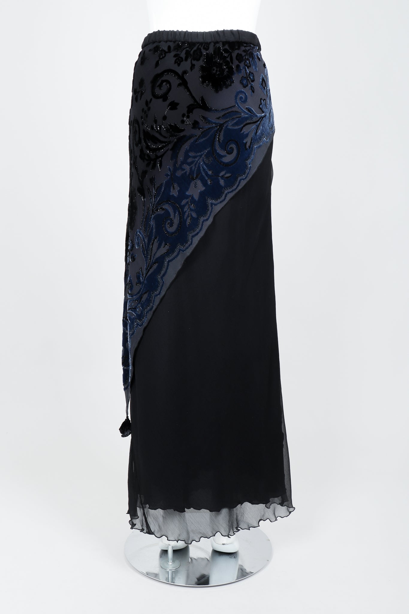 Vintage Marian Clayden Chiffon Velvet Burnout Skirt on Mannequin back at Recess