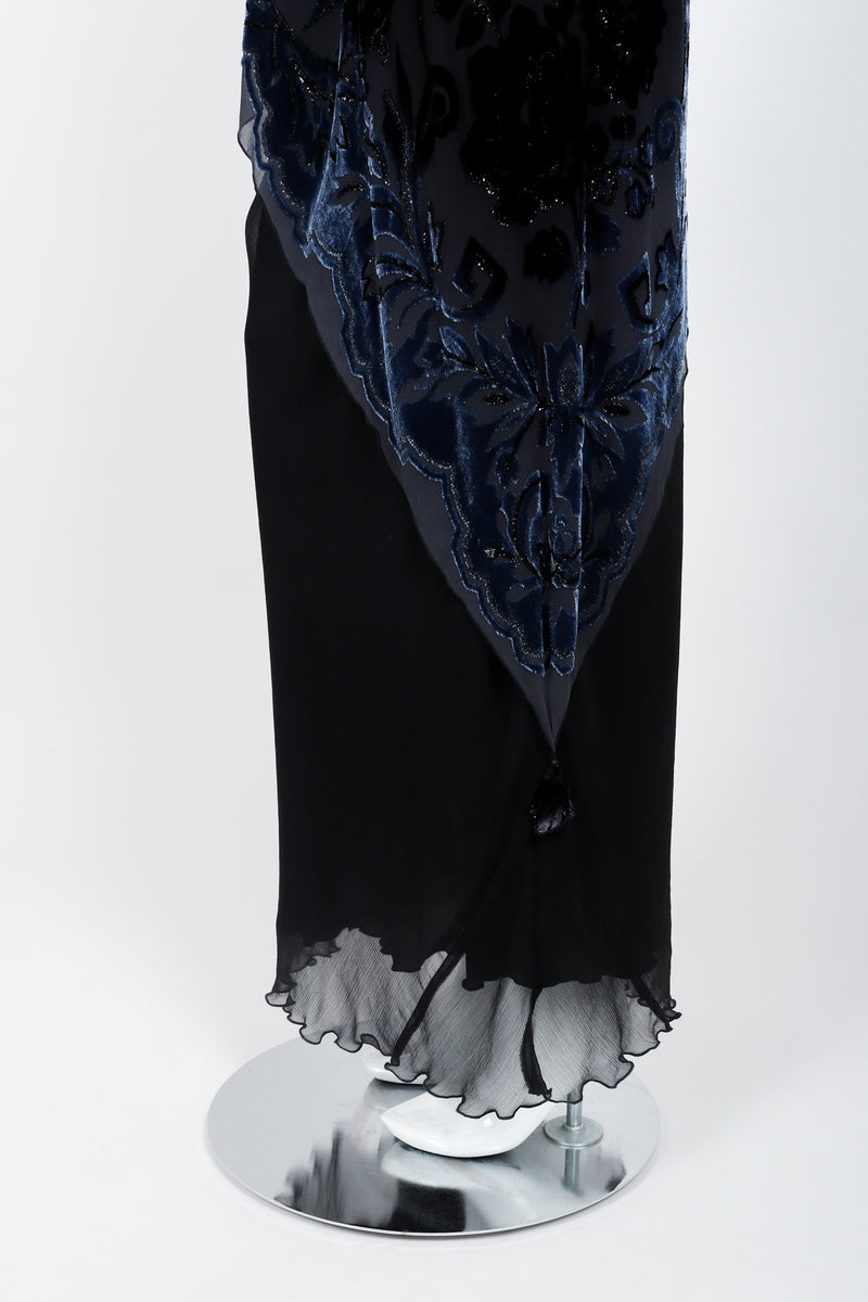 Vintage Marian Clayden Chiffon Velvet Burnout Top & Skirt Set on Mannequin skirt at Recess
