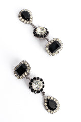 Vintage Marie Ferrá Onyx Rhinestone Drop Earrings diagonal flat @ Recess LA