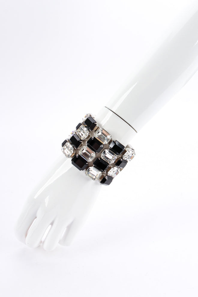 Vintage Marie Ferra Checkered Crystal Bracelet on mannequin wrist front @ Recess LA